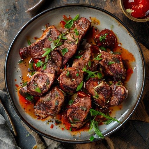 Viande en couches grillée avec sauce BBQ