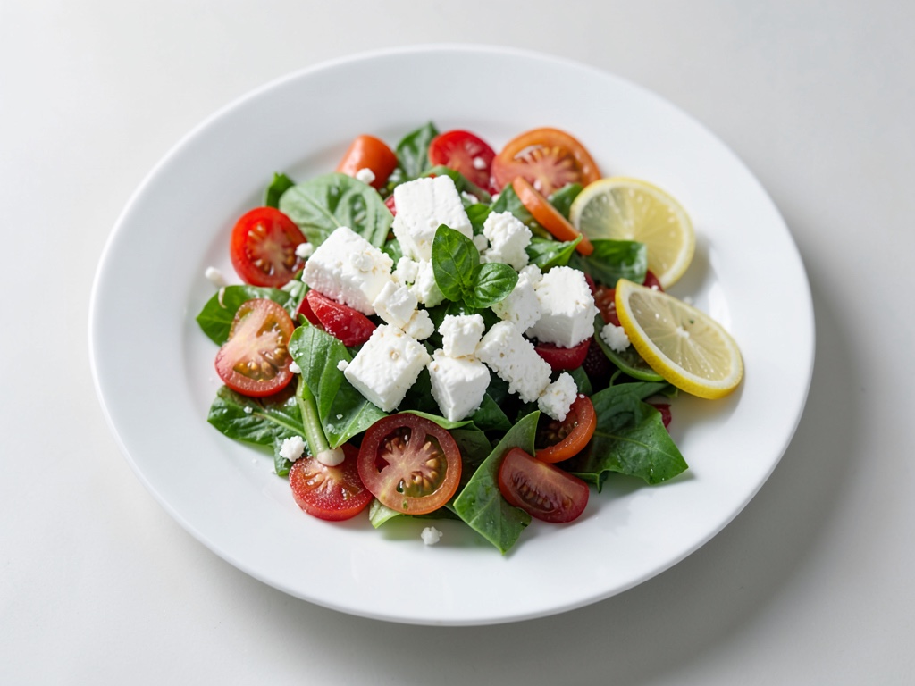 Insalata stratificata colorata con crema di feta