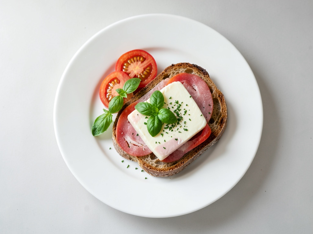 Pan de jamón y queso con tomate