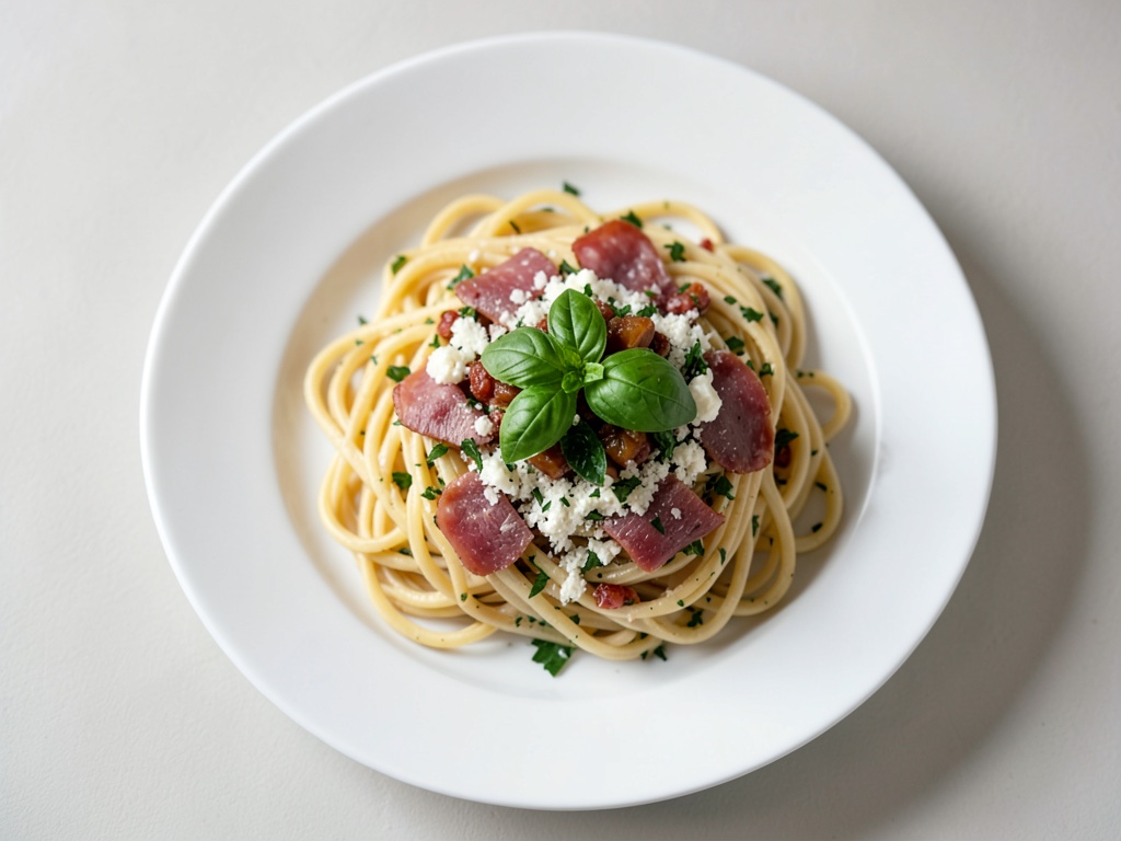 Schnelle Spaghetti mit knusprigem Speck und Kräuterbutter
