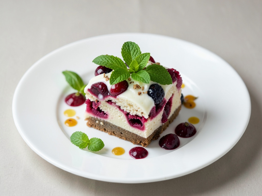 Schneller Beerenkuchen mit Minze und Basilikum