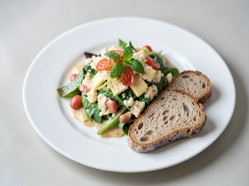 Insalata veloce di formaggio di montagna con pane contadino