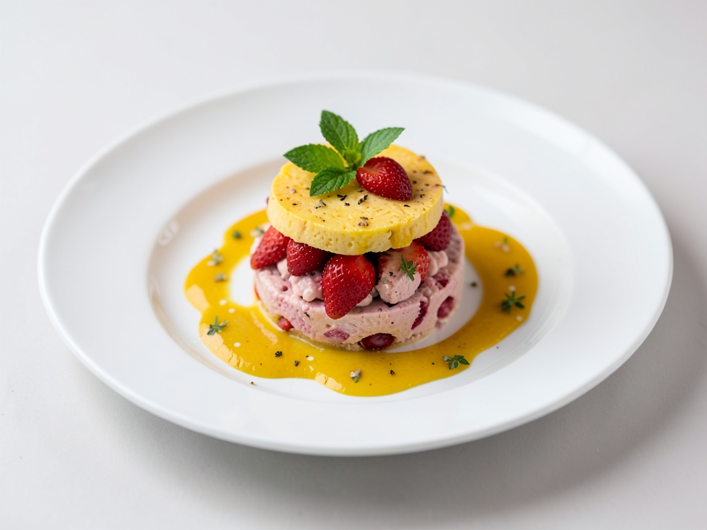 Schnelles Stracciatella-Erdbeer-Parfait mit Mangosauce