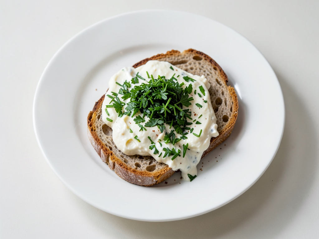 Queso quark con cebollino y pan