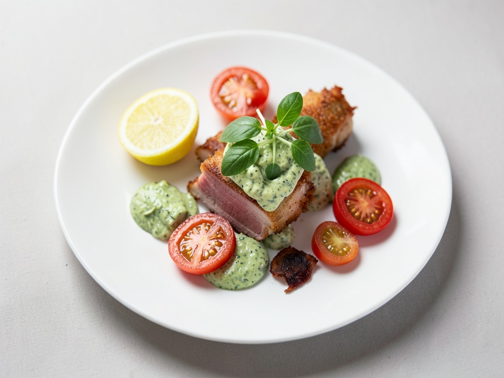 Rotolini di cotoletta con crema di pomodori e rucola