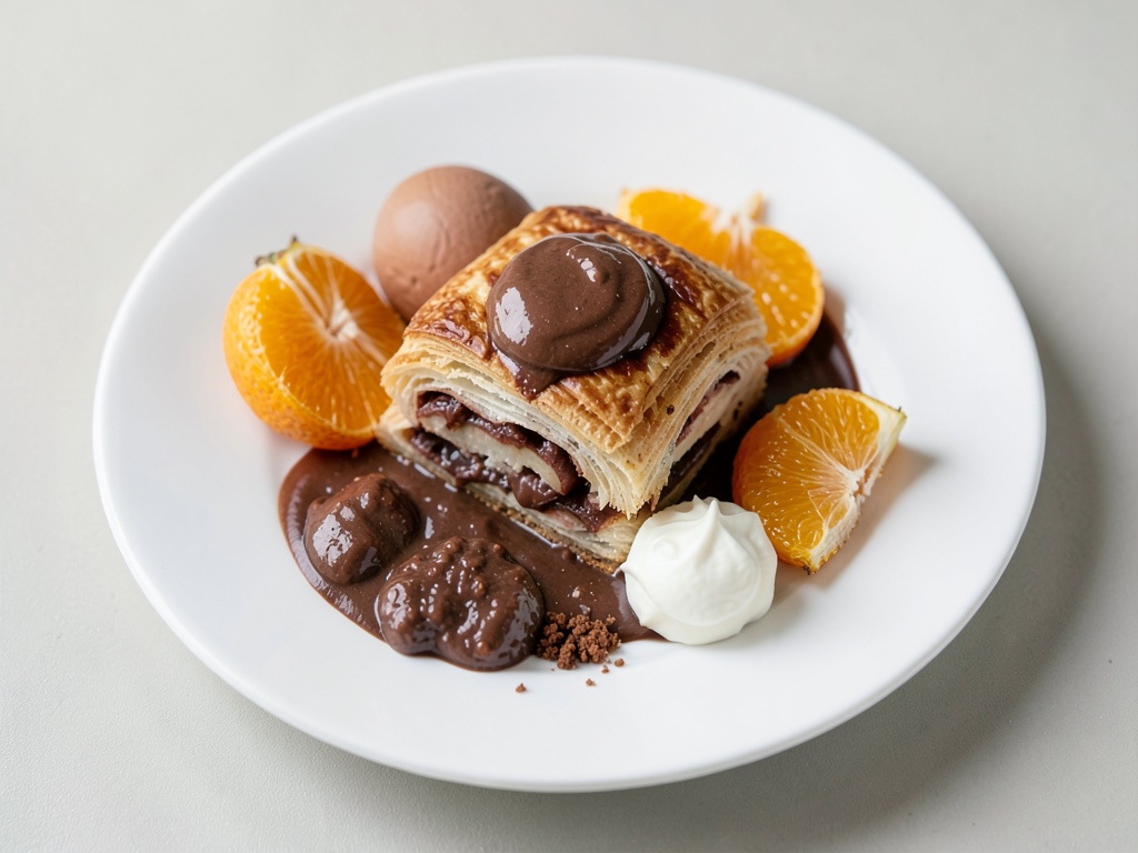 Millefoglie al cioccolato con caramello all'arancia