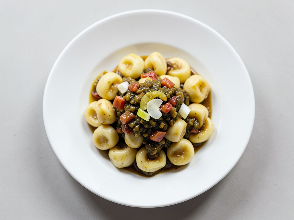 Polpete croccanti con crauti cremosi e salsa d'uva