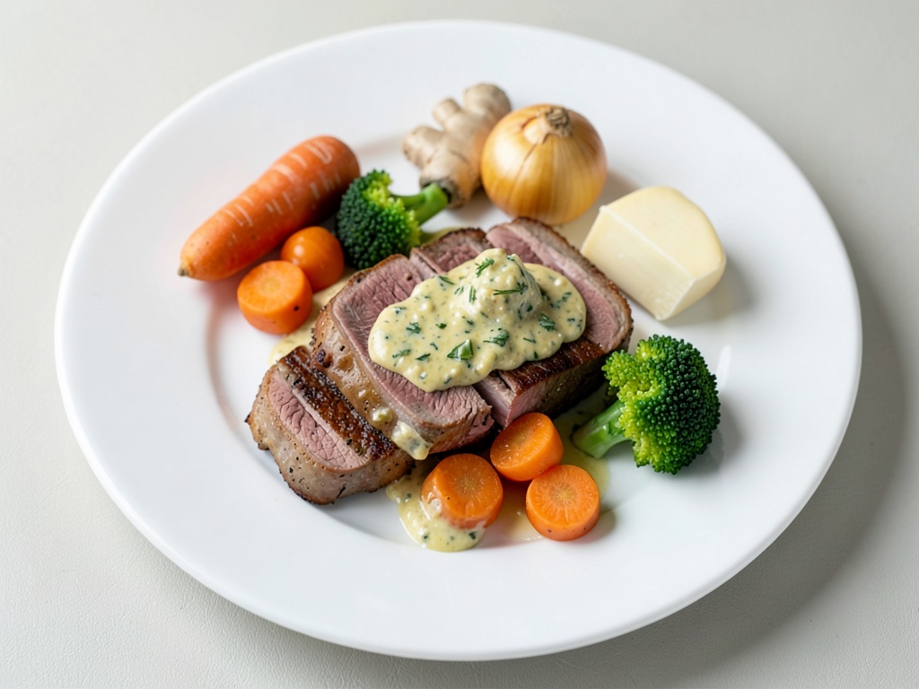 Schweinefilet im Speckmantel mit Karotten-Ingwer-Creme & Brokkoli