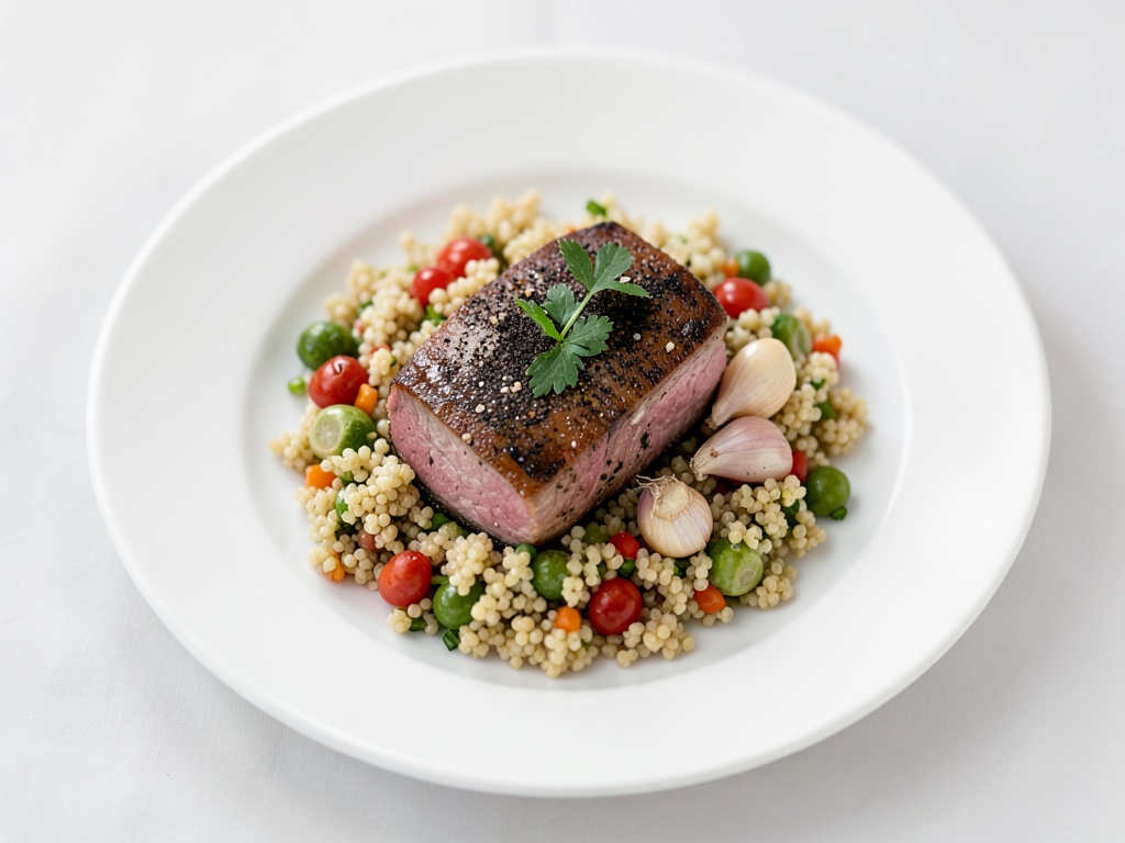 Tenero filetto di maiale su letto di couscous