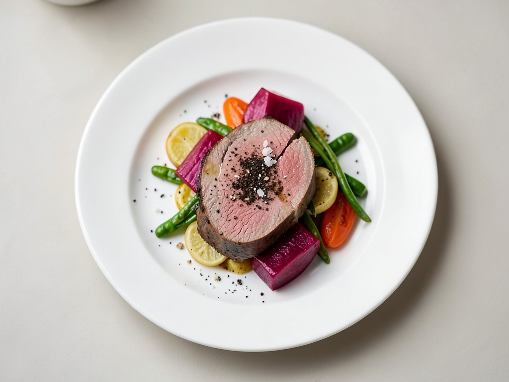 Tenero filetto di maiale con verdure di rabarbaro acidule