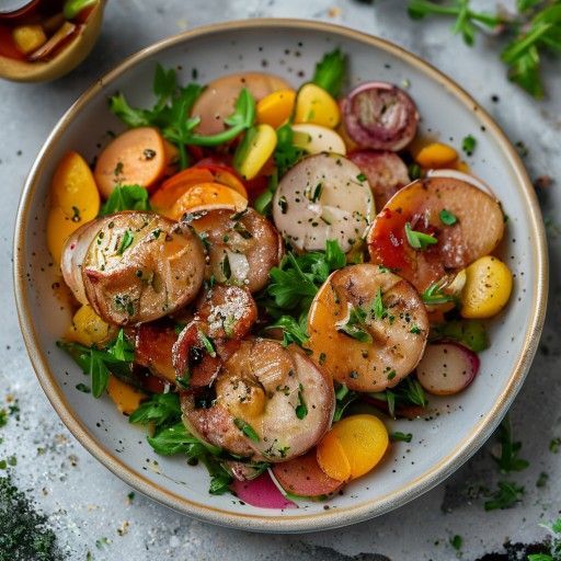 Tenero filetto di maiale con purè di patate cremoso al burro e insalata fresca
