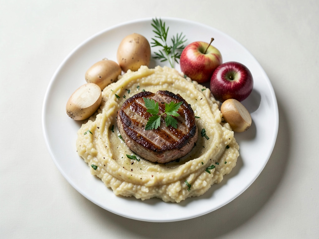 Filetto di maiale alla berlinese con purè di patate cremoso
