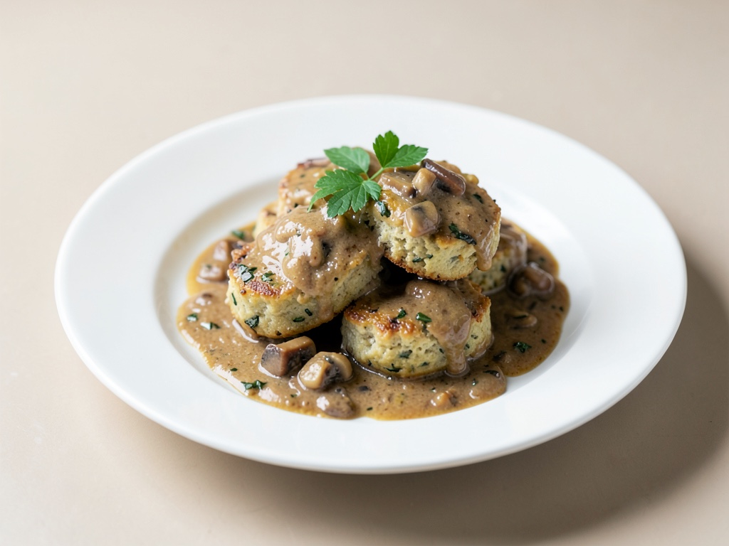 Polpette di pane vegane con salsa ai funghi