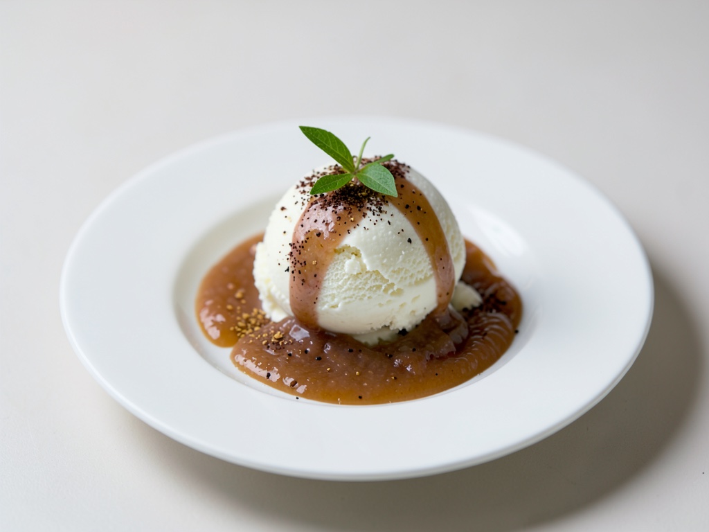Gelato fatto in casa allo Spekulatius con composta di pere