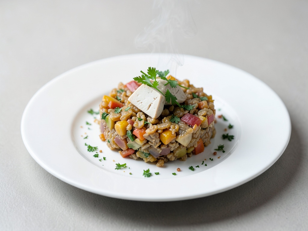 Tatar di sedano e mela croccante con tofu affumicato