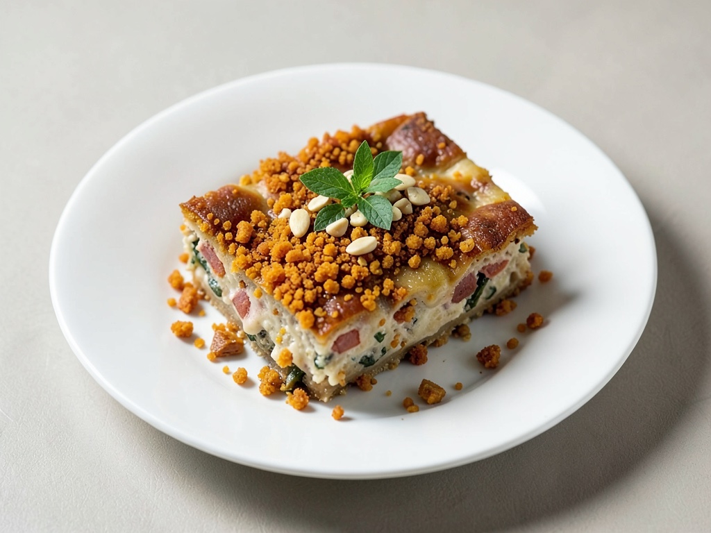 Pastel de pastor vegano con crujiente de boniato y nueces