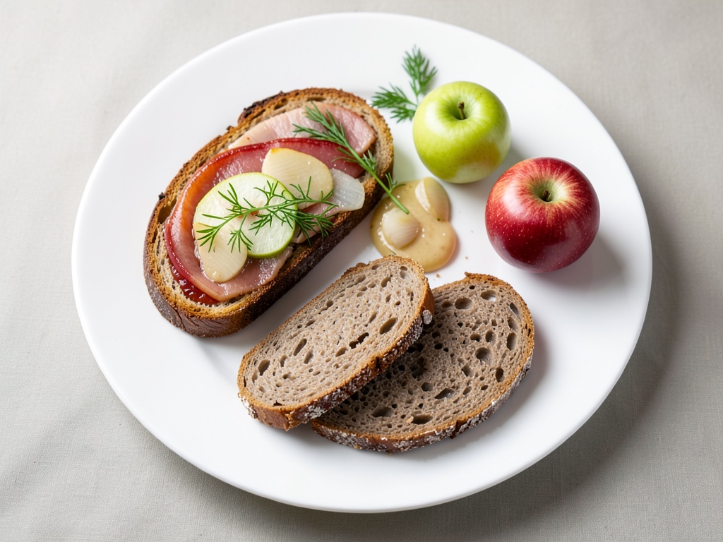 Smørrebröd danois avec hareng et pomme croquante