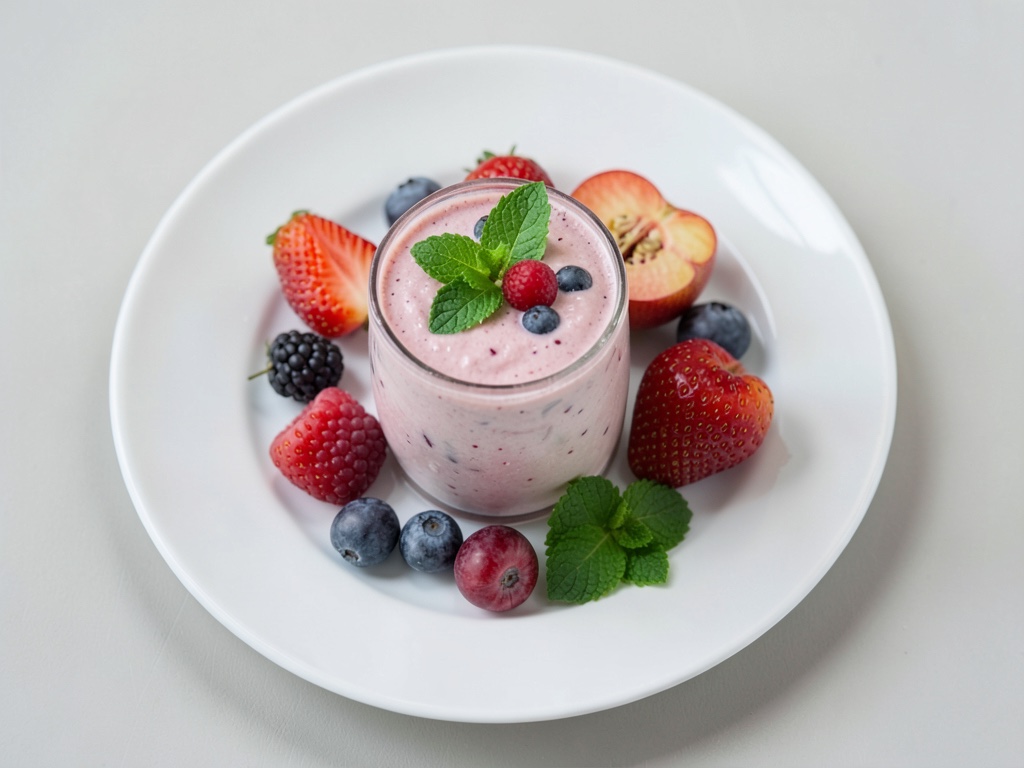 Buttermilch-Smoothie mit Erdbeeren und Pfirsich