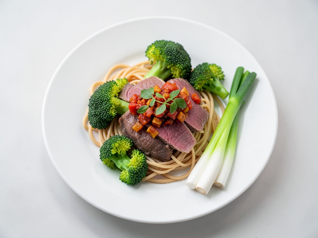Soba-Nudeln mit Rindfleisch und Brokkoli