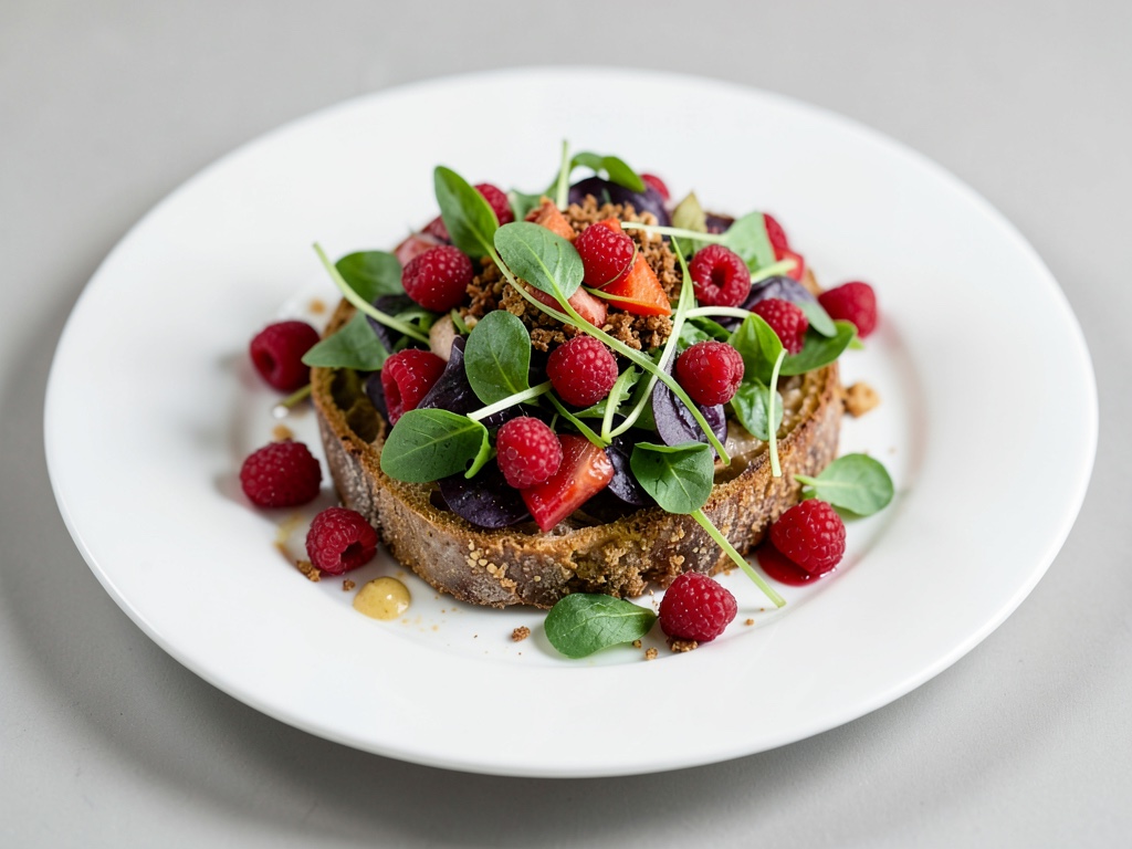 Insalata estiva di Ciabatta croccante con lamponi
