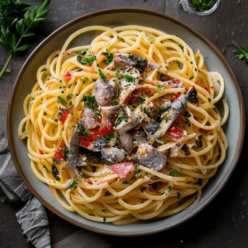 Knoblauch-Petersilie-Spaghetti mit Thunfisch