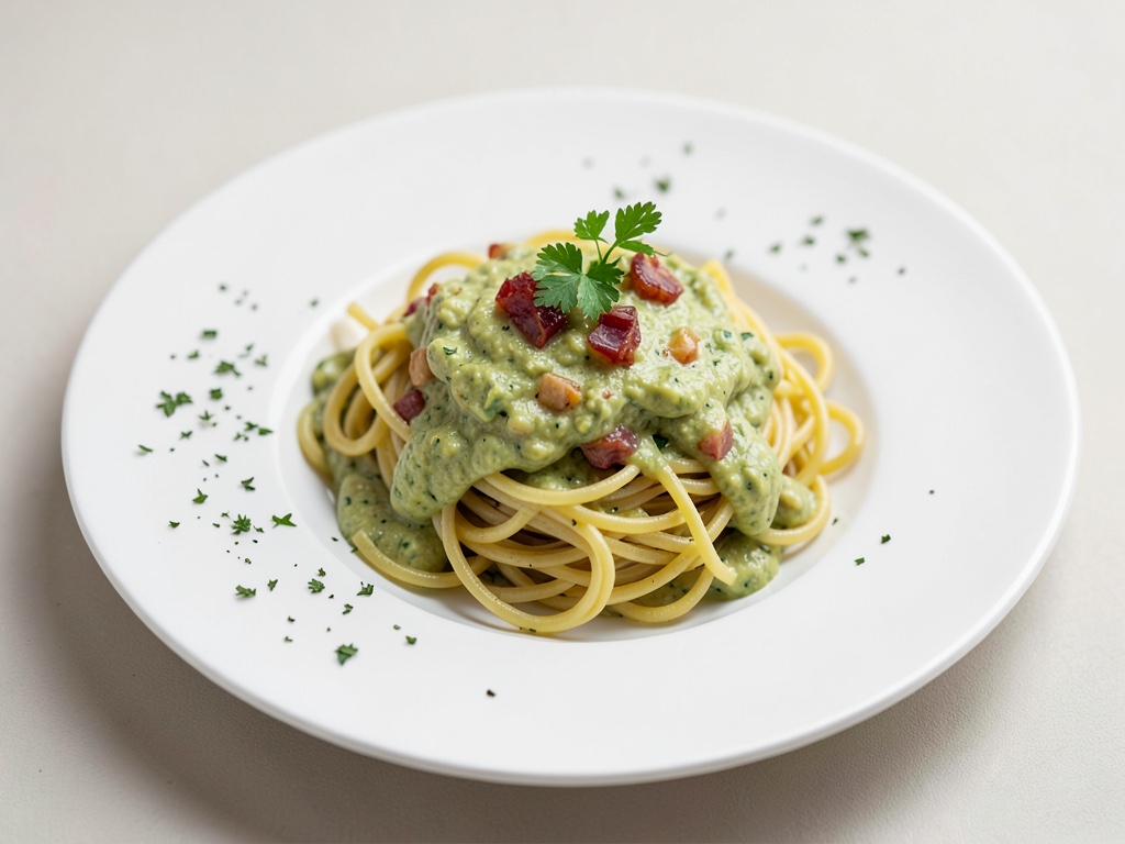 Spaghetti mit cremiger Avocado-Zitronen-Soße