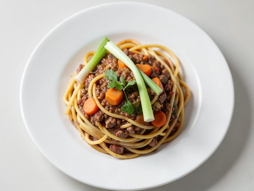 Bunte Mais-Bolognese auf Spaghetti