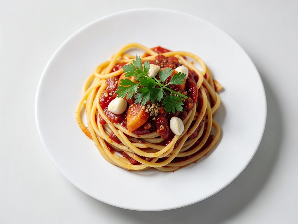 Spaghetti mit Chili-Tomaten und frischer Kräutermischung