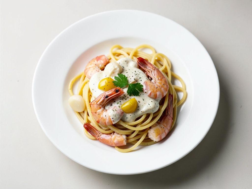 Cremige Garnelen-Spaghetti