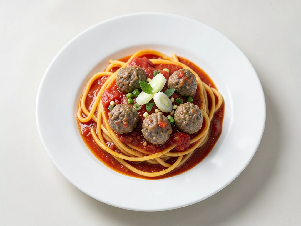 Spaghetti mit Fleischbällchen in Tomatensauce