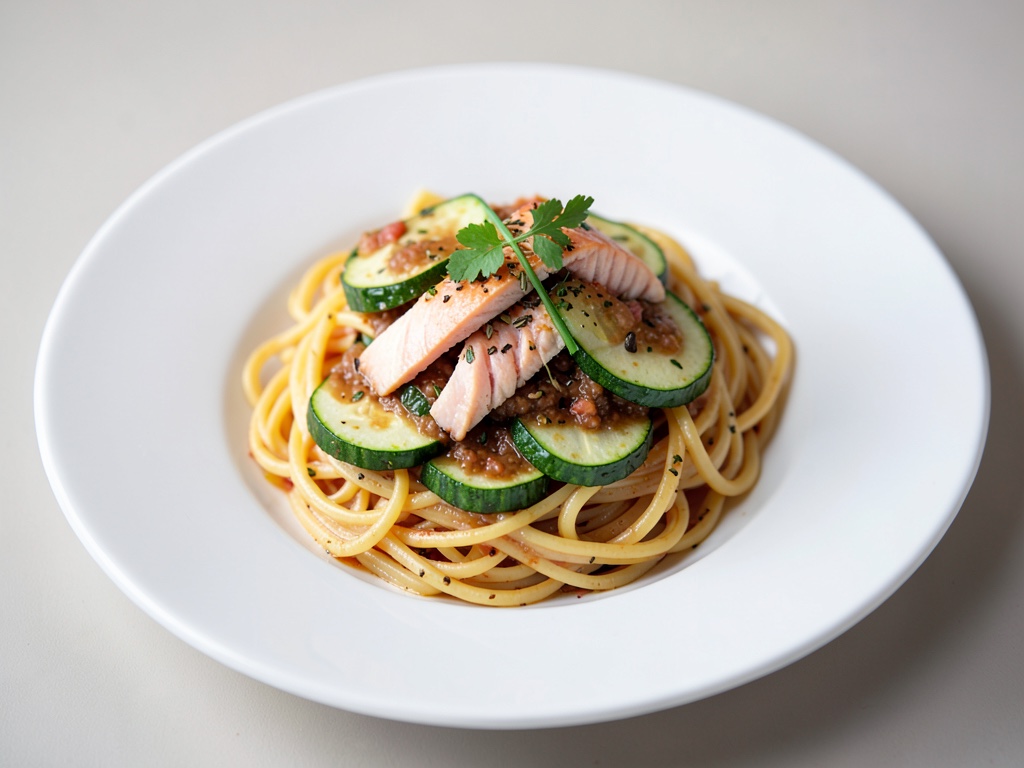 Lachs-Spaghetti mit Zucchini