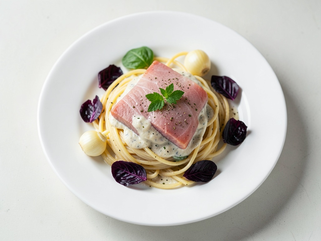 Sahne-Spaghetti mit Lachs und Radicchio