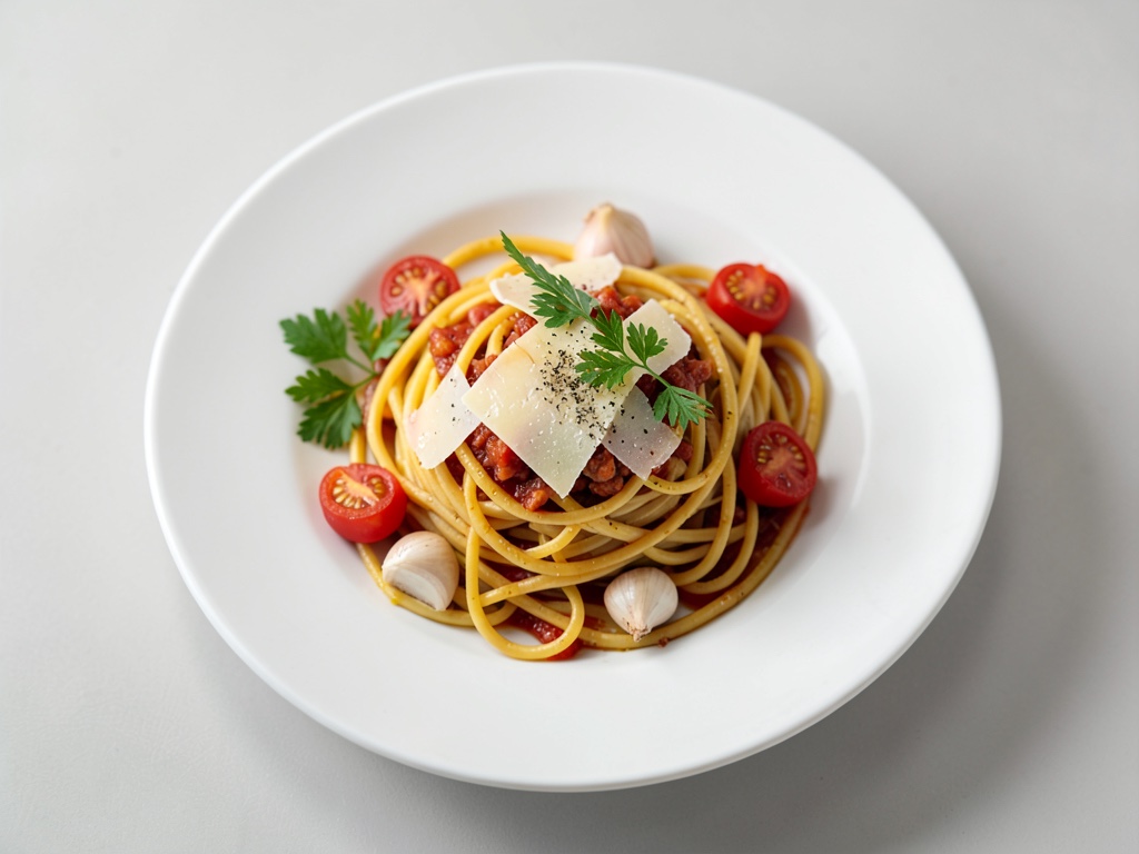 Knusprige Spaghetti mit Knoblauch-Paprika-Öl und Parmesan
