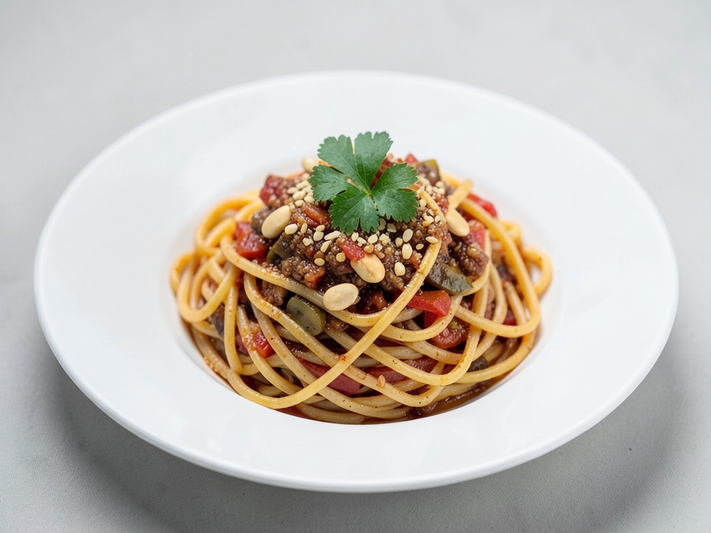 Scharfe Erdnuss-Spaghetti
