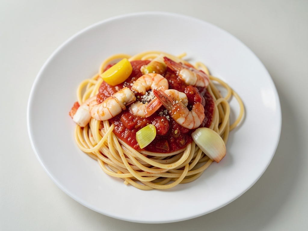 Scharfe Garnelen-Spaghetti in Tomatensoße