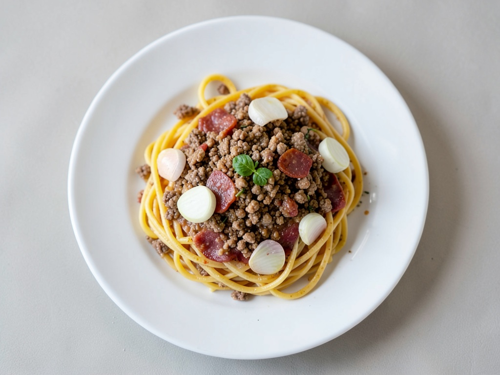 Knuspriger Speck mit cremiger Sahne-Spaghetti