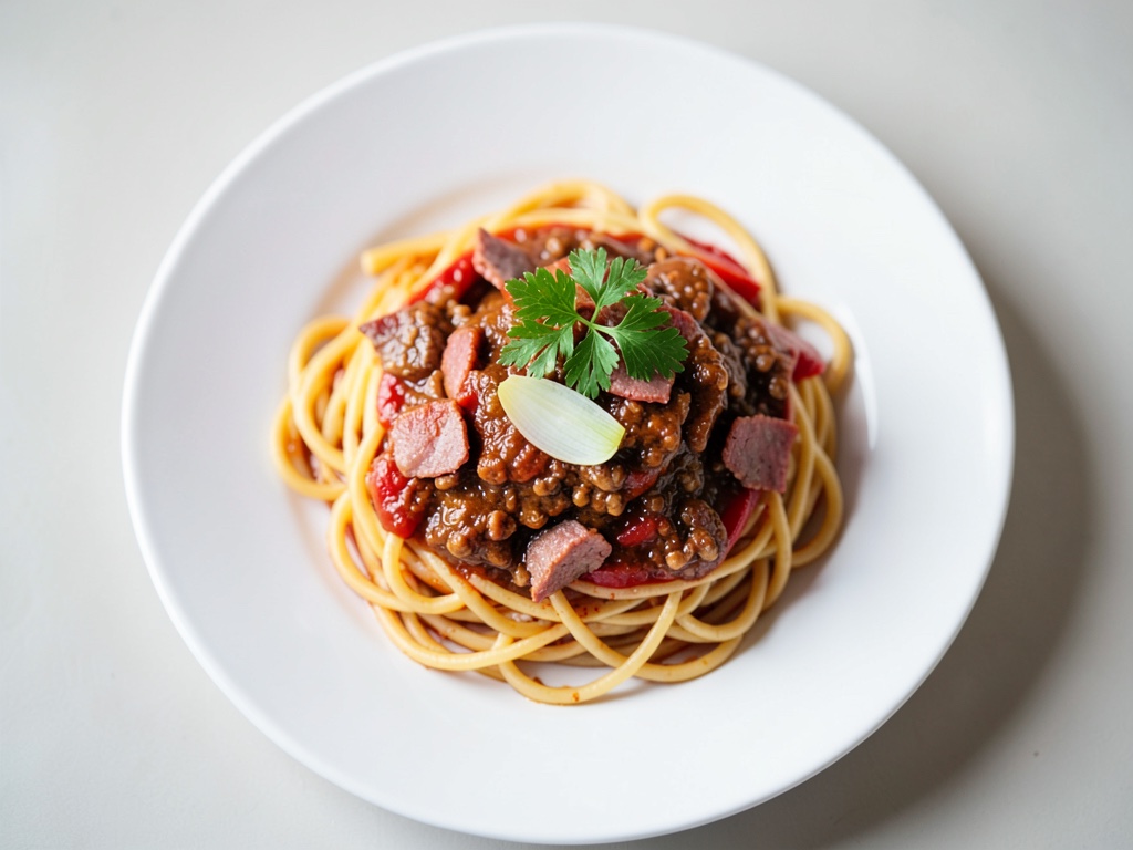 Knuspriger Bacon-Spaghetti mit BBQ-Tomatensoße
