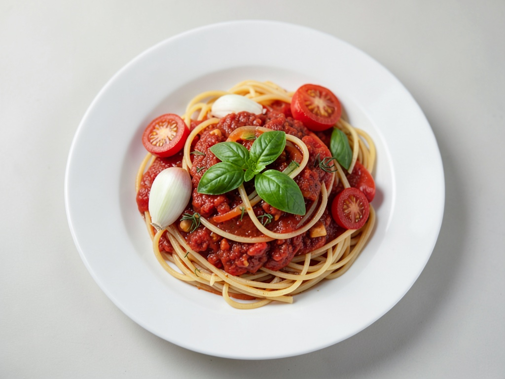 Spaghetti mit Tomatenragout und Scaloppine