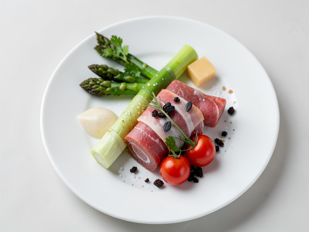 Asparago avvolto nel prosciutto con crema al parmigiano