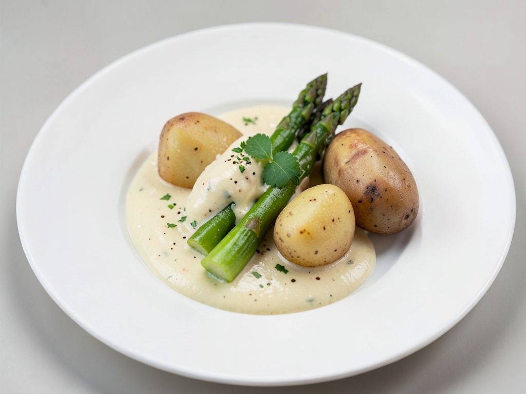 Vegane Hollandaise zu Spargel und Pellkartoffeln