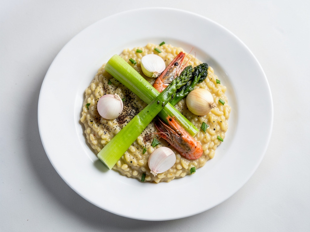 Risotto cremoso con asparagi e gamberi