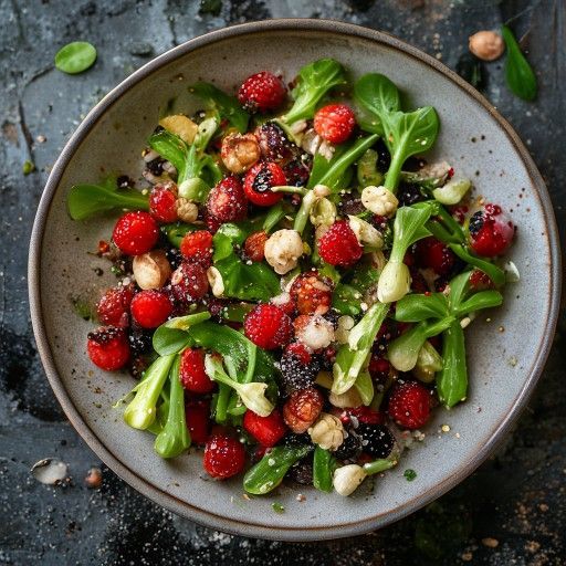 Insalata fresca di asparagi e fragole con noci