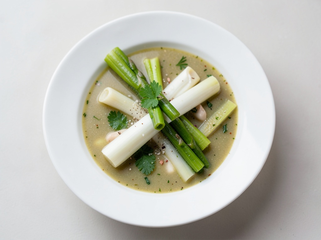 Sopa cremosa de espárragos de espárragos blancos y verdes