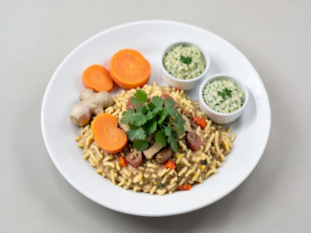 Dal au gingembre épicé avec raita et coriandre
