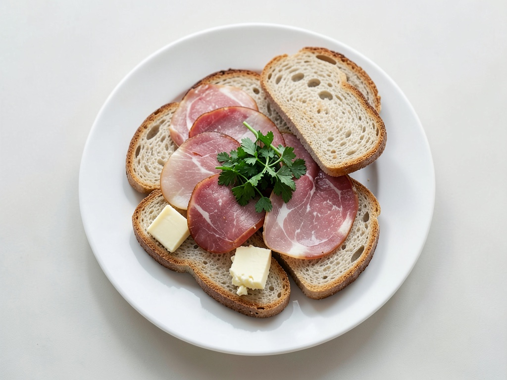 Huevo frito con jamón y cebollino