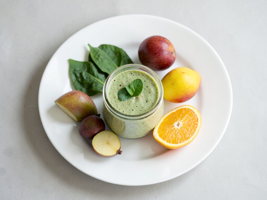 Spinat-Kokos-Smoothie mit Birne und Orange