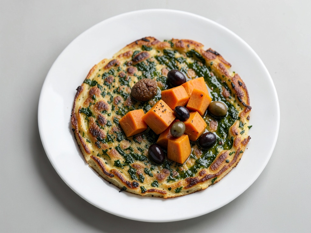Crespelle di spinaci con patate dolci e olive