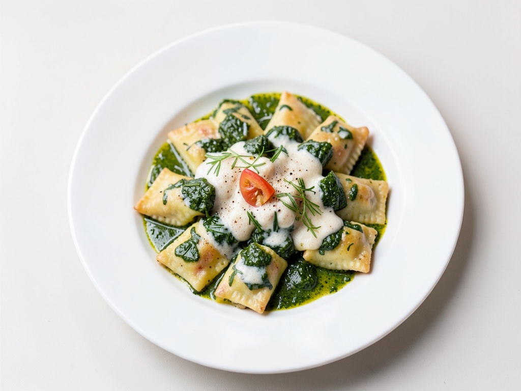 Ravioli agli spinaci con salsa al formaggio