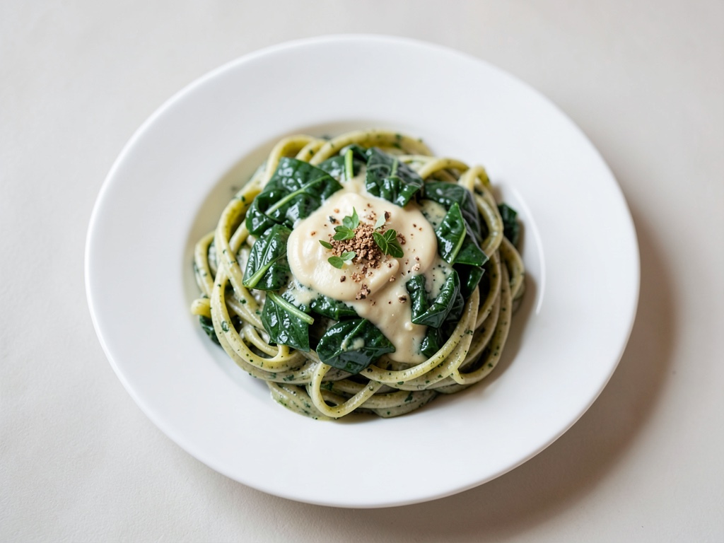 Salsa cremosa al formaggio con spinaci e spätzle