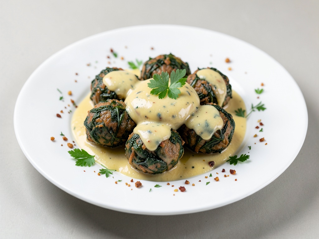 Boulettes d'épinards croustillantes au beurre de fromage et noix